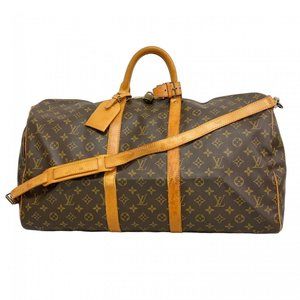 LOUIS VUITTON Brown Monogram Keepall Bandouliere 55 Boston Bag